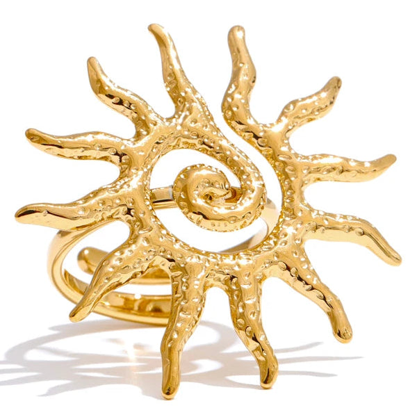 Bague ajustable grand soleil or