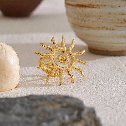 Bague ajustable grand soleil or