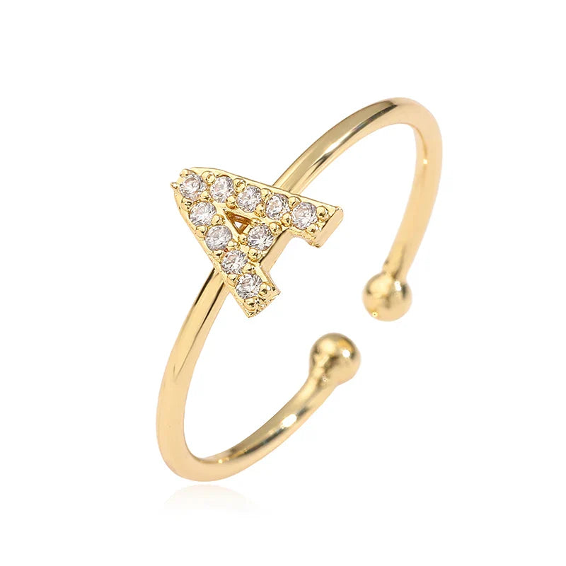 Bague ajustable personnalisée avec initiale a