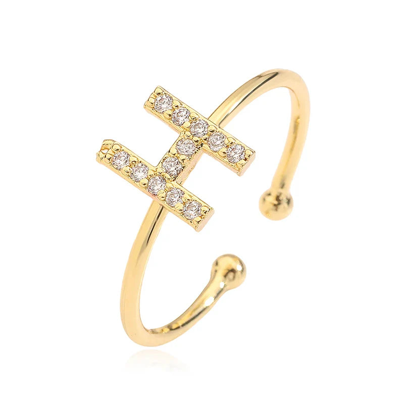 Bague ajustable personnalisée avec initiale h