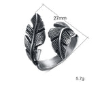 Bague ajustable plume argentée