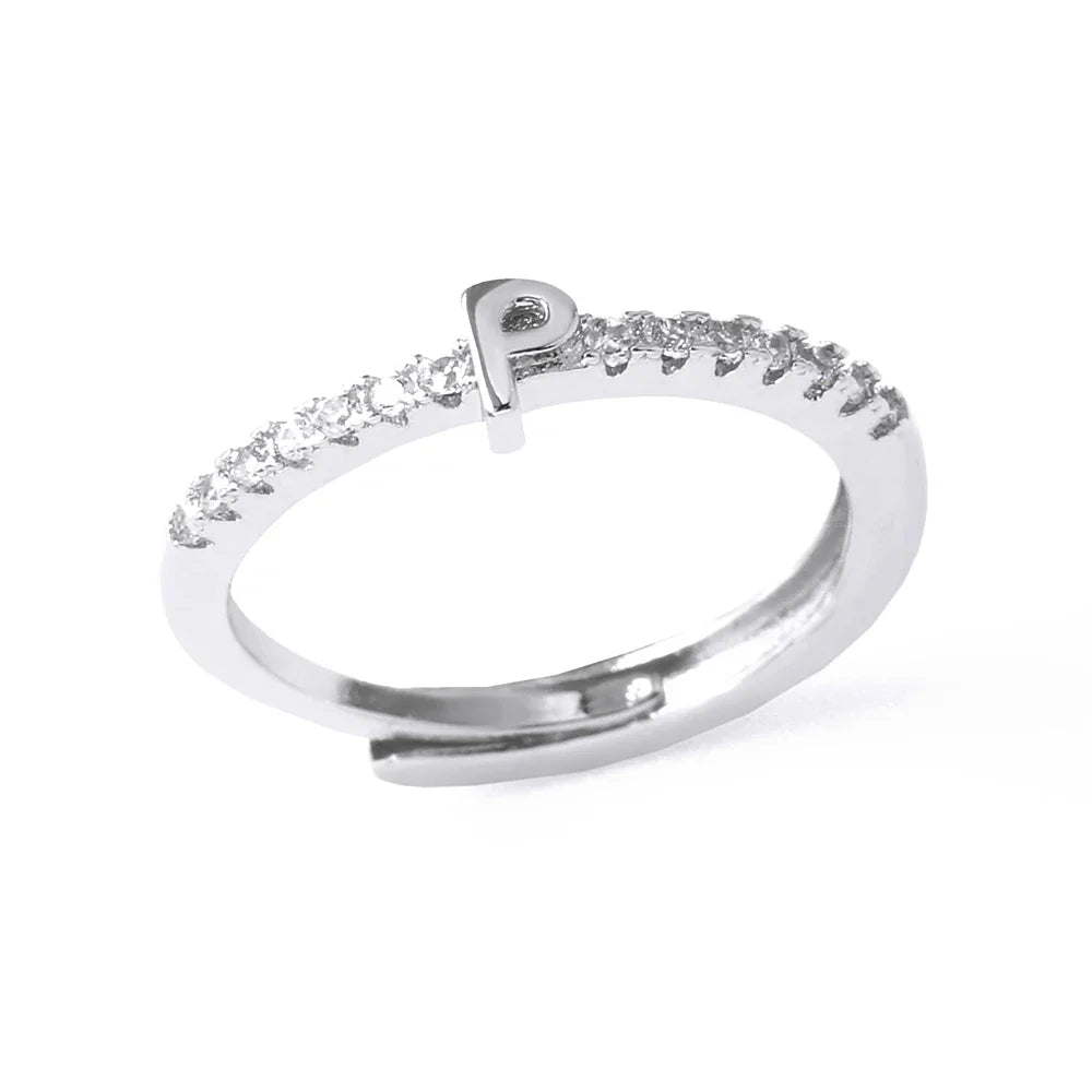 Bague ajustable pour femme avec initiale - lettre