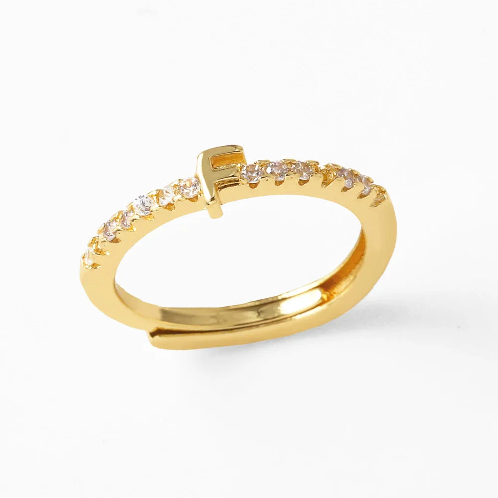 Bague ajustable pour femme avec initiale - lettre