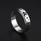 Ring Anti-Stress drehbar Sterne und Monde Silber