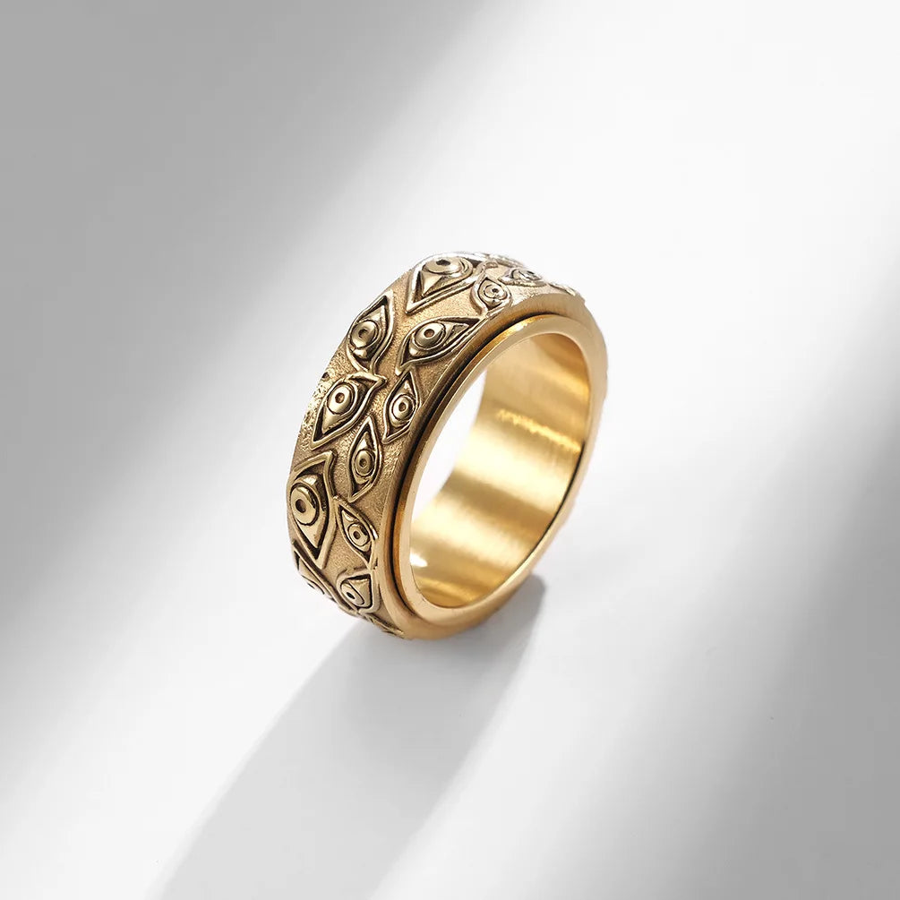 Bague Anneau Anti-Stress Tournant Oeil or