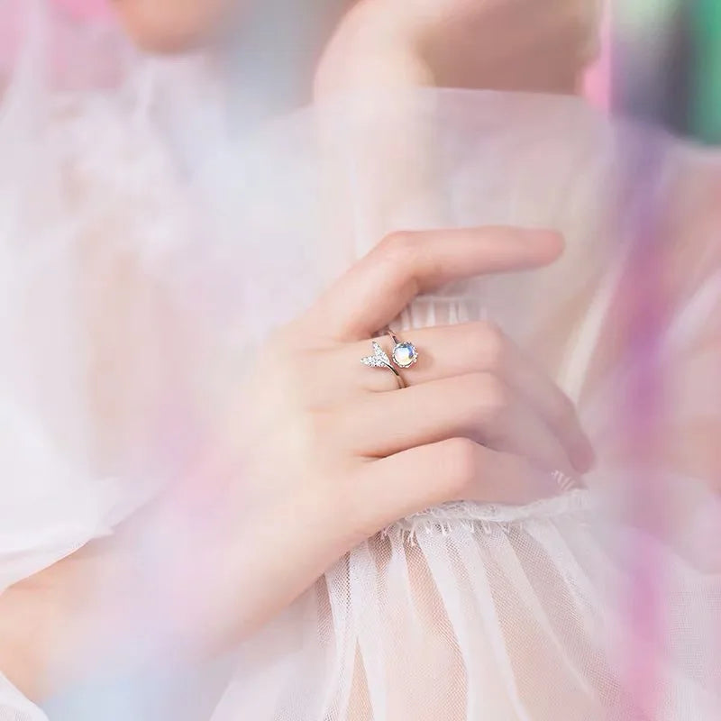 Bague Anneau Argenté Pierre de Lune