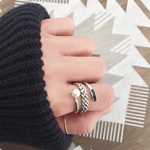 Silberner Ring mit Perle