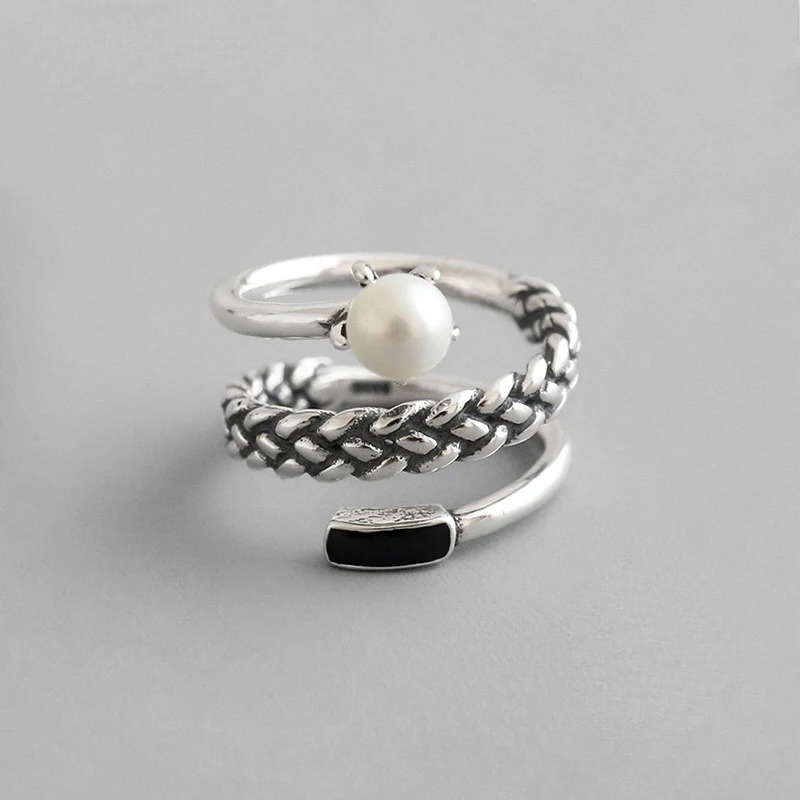 Silberner Ring mit Perle