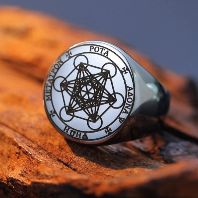 Bague Anneau Cube de Métatron argent b