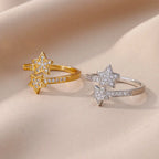 Ring Doppelsterne aus Zirkon Silber