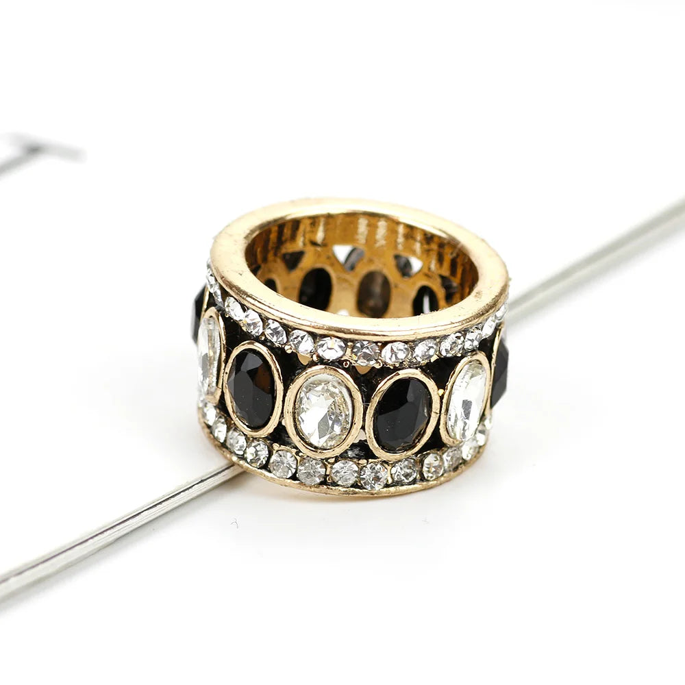 Bague Anneau Ethnique de Style Oriental noir et blanc