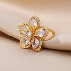 Ring Blumenring 5 Blütenblätter aus weißem Zirkon