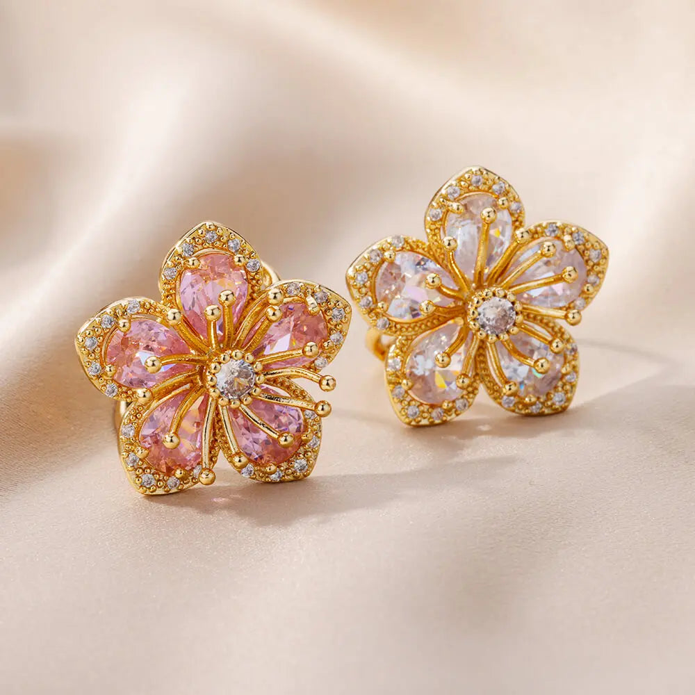 Ring Blumenring 5 Blütenblätter aus weißem Zirkon