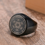 Bague Anneau Noirs Cube Métatron noir