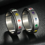Bague Anneau avec Coeurs ou Pattes Anti-Stress Tournant pattes