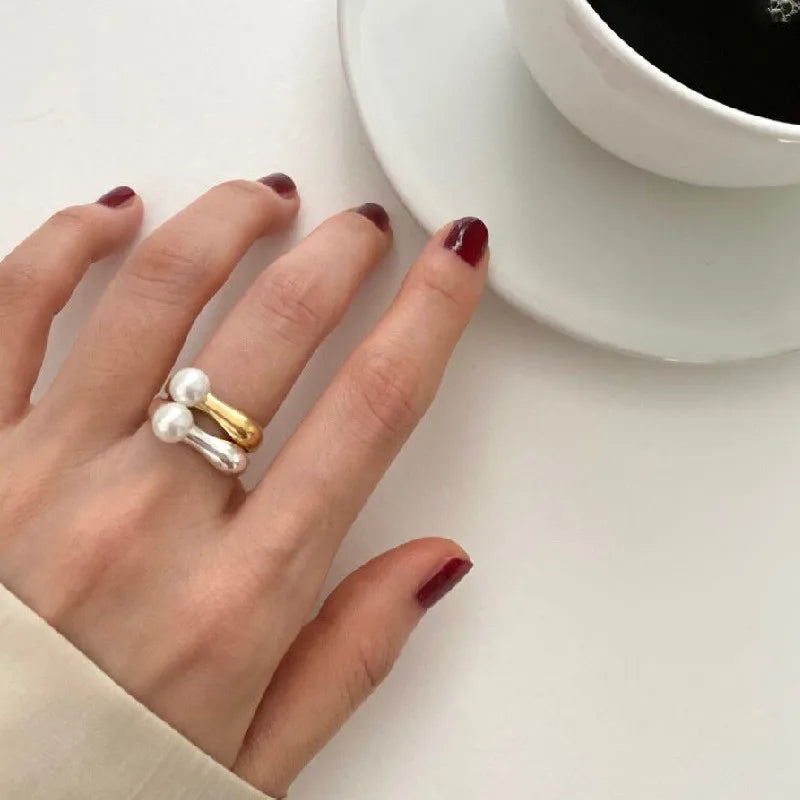 Anello per donna con perla bianca argento
