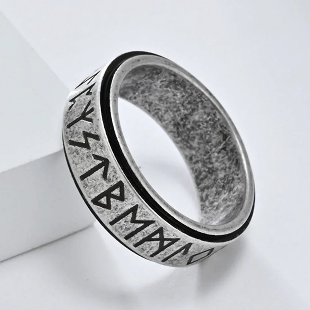 Bague Anneau Viking Homme Anti-Stress Tournant gris