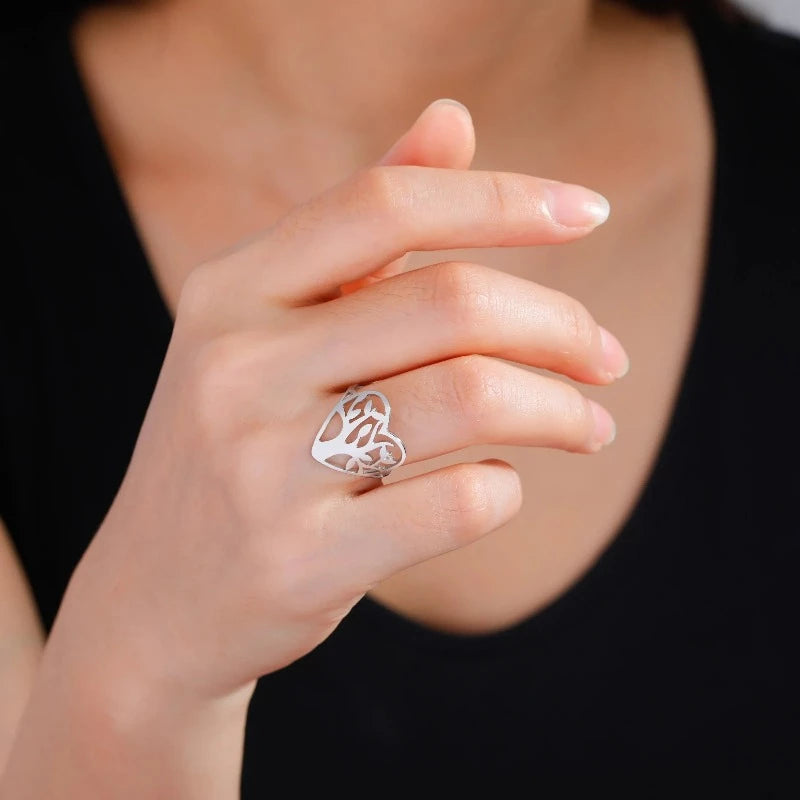 Anello Albero della Vita Donna Anello Cuore chevalier argento