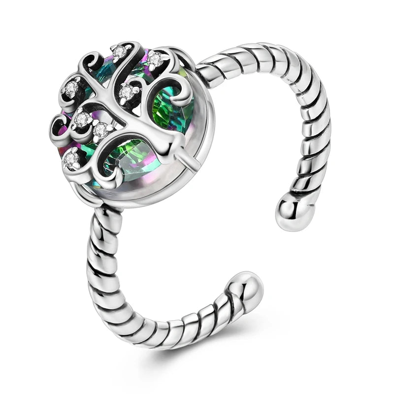 Women's Silver Tree of Life Zircon Ring