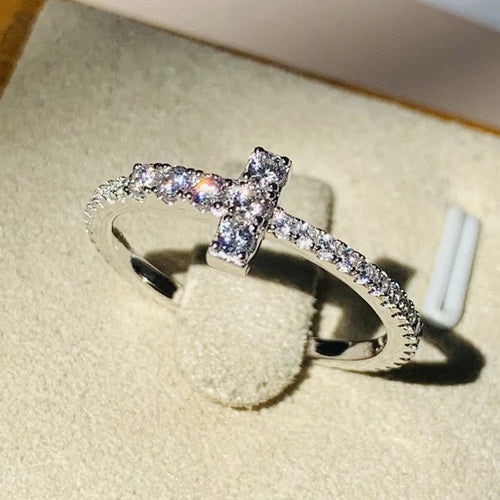 Ring with sparkling cross