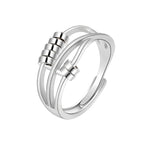 Ring mit drehbaren Perlen gegen Angst für Damen Silber