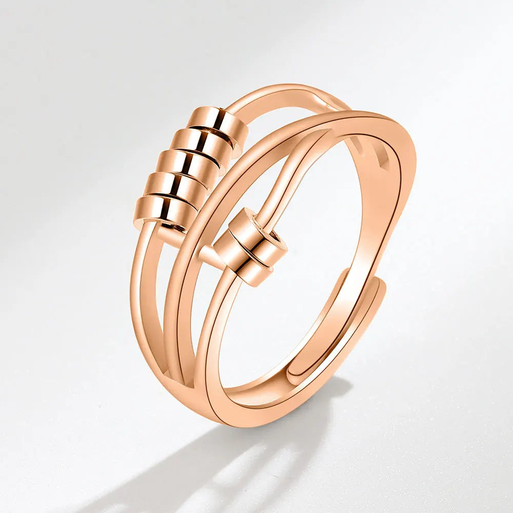 Ring mit drehbaren Perlen gegen Angst für Damen Roségold