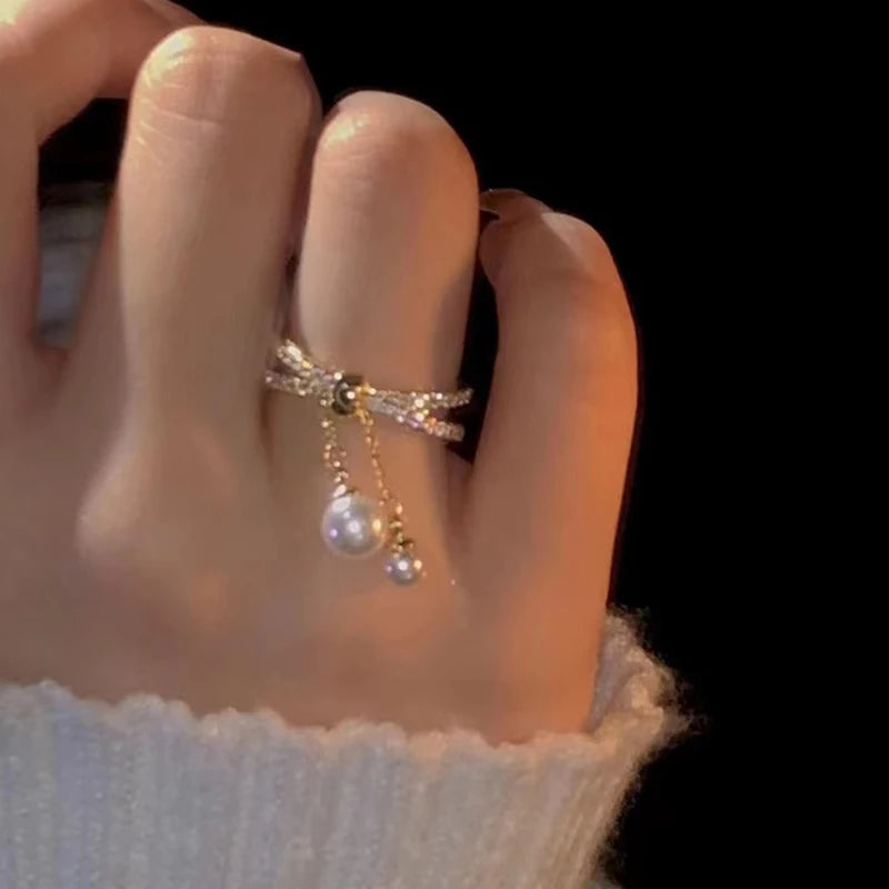 Ring med hængende perler