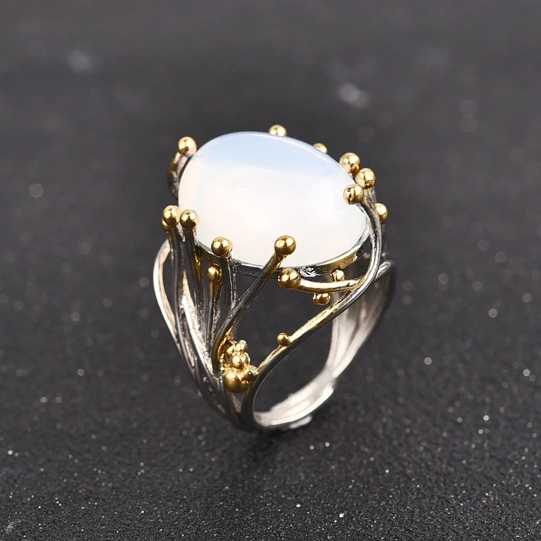 Bague avec Pierre Naturelle Pierre de Lune