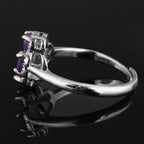 Bague avec Trèfle à 4 Feuilles en Pierre d'Améthyste