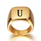 Bague large homme personnalisée avec initiale u