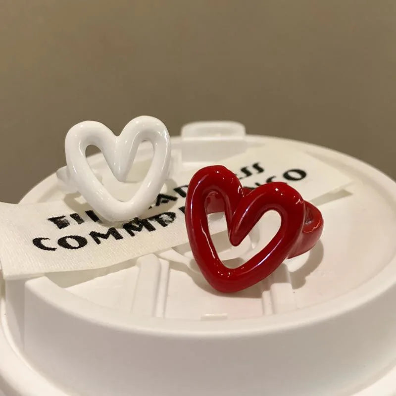 Enamel heart ring
