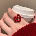 Red enamel heart ring