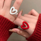 Enamel heart ring