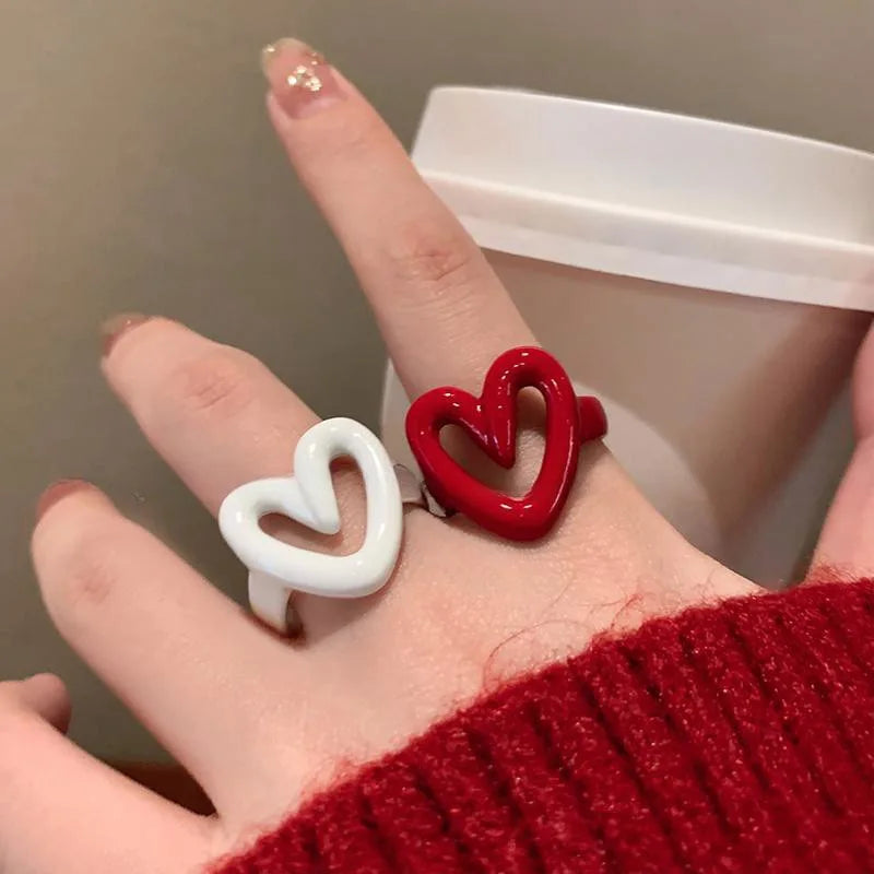 Red enamel heart ring