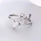Bague Cœur Initiale Argent W