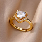 Bague coeur scintillant or