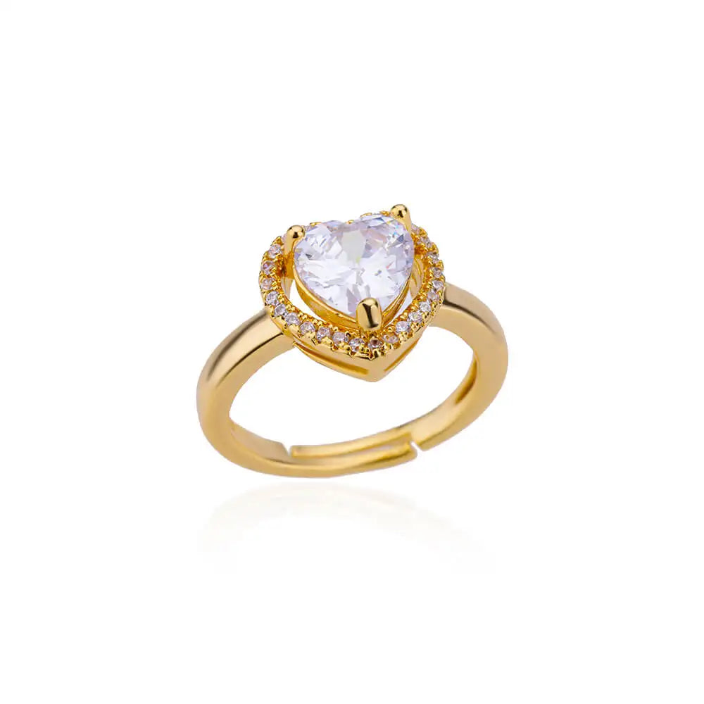 Bague coeur scintillant or