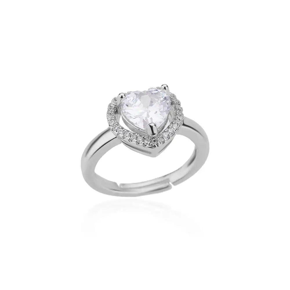 Bague coeur scintillant argent