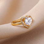 Bague coeur scintillant or