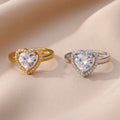 Bague coeur scintillant argent