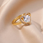 Bague coeur scintillant or
