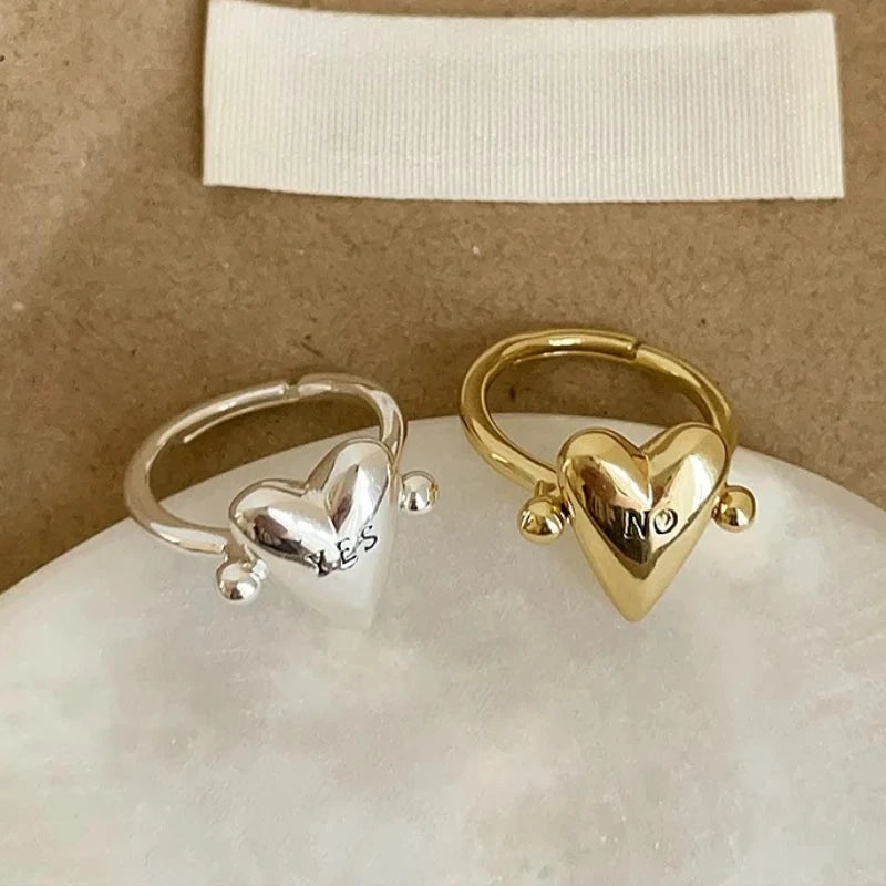 Herzring "Yes" und "No" für Liebespaar Gold