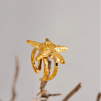 Gold-tone starfish shell ring for women