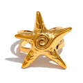 Gold-tone starfish shell ring for women