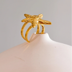 Gold-tone starfish shell ring for women