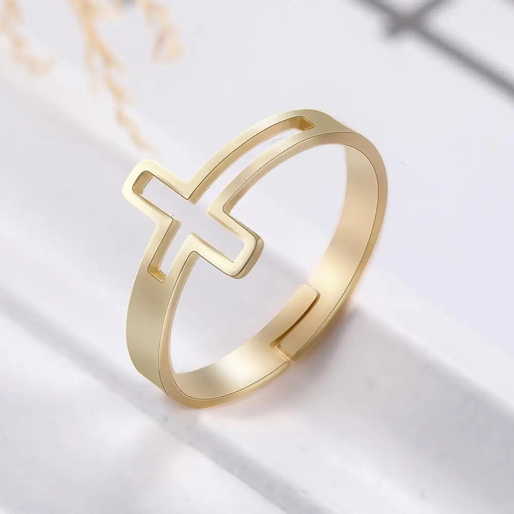 Diskreter Kreuzring Gold