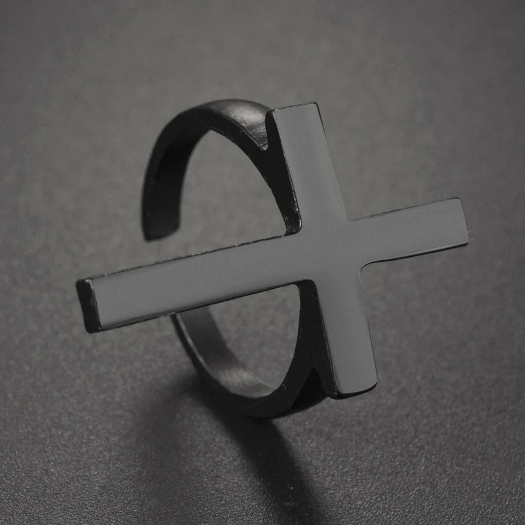 Herrenring Kreuz Siegelring Schwarz