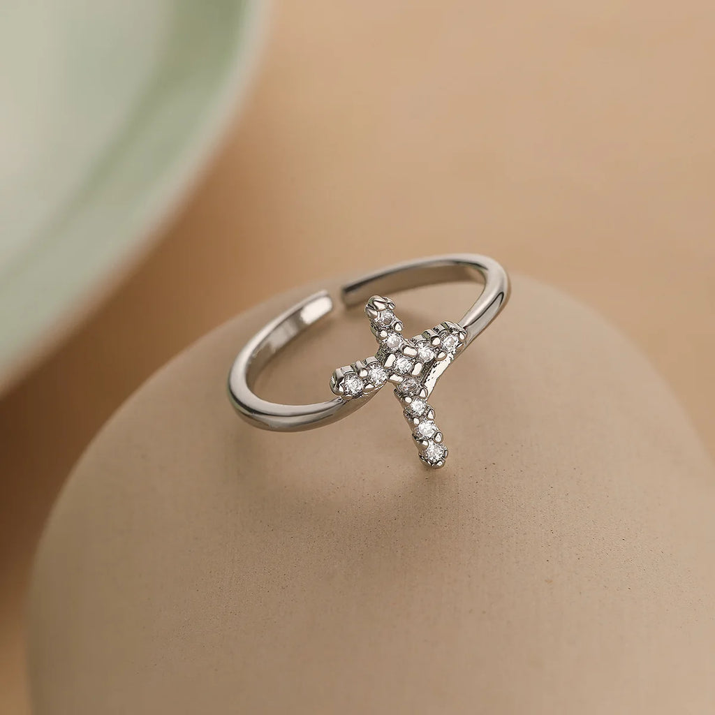 Anello Croce & Pietra Zircone Donna argento