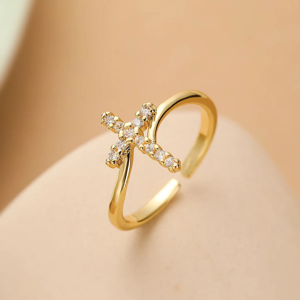 Anello Croce & Pietra Zircone Donna oro
