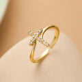 Anello Croce & Pietra Zircone Donna oro